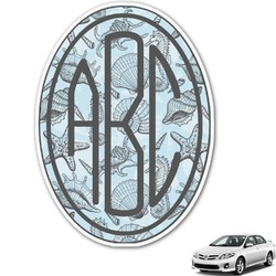 Sea-blue Seashells Monogram Car Decal (Personalized)