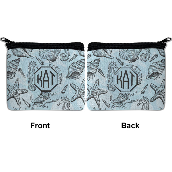 Sea-blue Seashells Neoprene Coin Purse - Front & Back (APPROVAL)