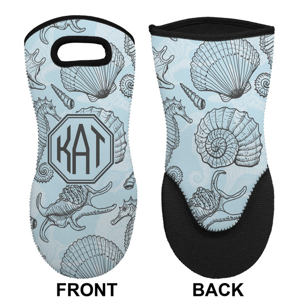 Sea-blue Seashells Neoprene Oven Mitt (Front & Back)