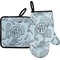 Sea-blue Seashells Oven Mitt & Pot Holder Set w/ Monogram