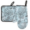 Sea-blue Seashells Left Oven Mitt & Pot Holder Set w/ Monogram