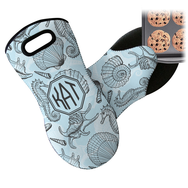 Sea-blue Seashells Neoprene Oven Mitt