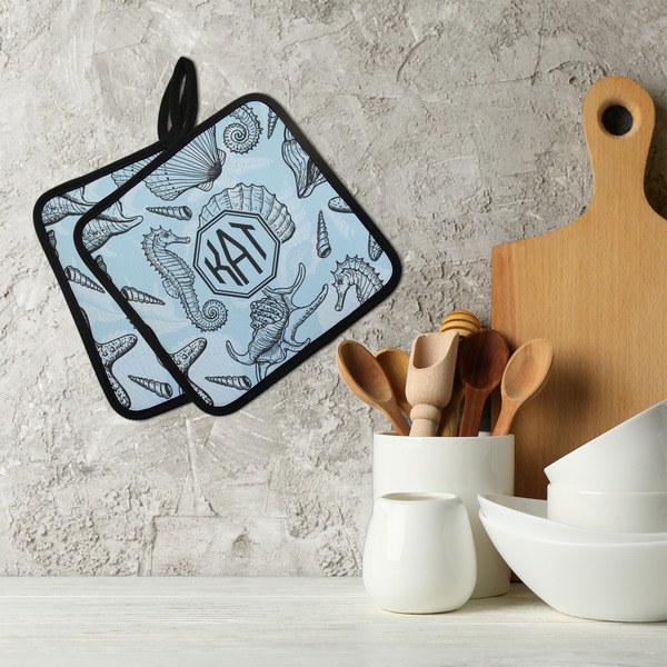 Sea-blue Seashells Neoprene Pot Holder - Set of 2  LIFESTYLE