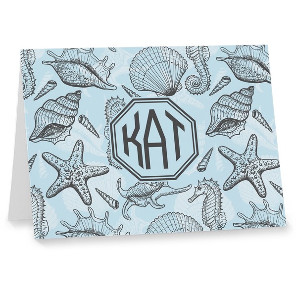 Custom Sea-blue Seashells Note cards (Personalized)