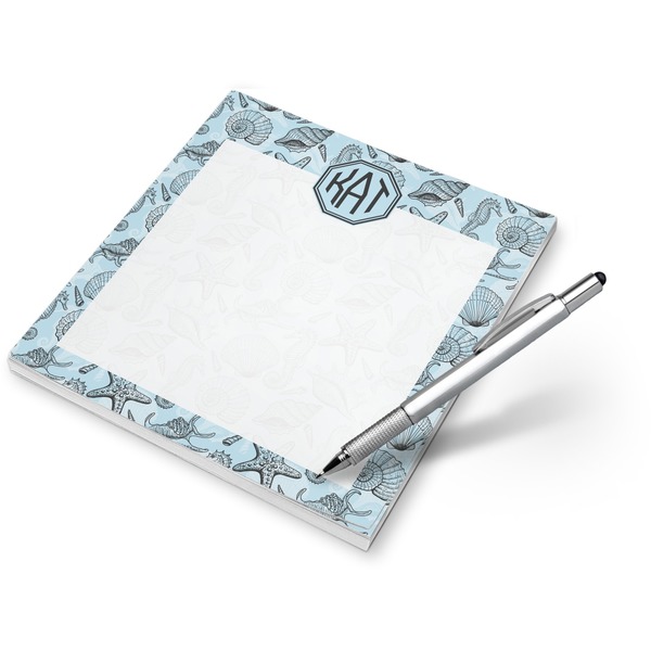 Custom Sea-blue Seashells Notepad (Personalized)