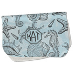 Sea-blue Seashells Burp Cloth - Fleece w/ Monogram