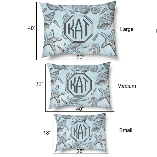 Sea-blue Seashells Outdoor Dog Beds - SIZE CHART