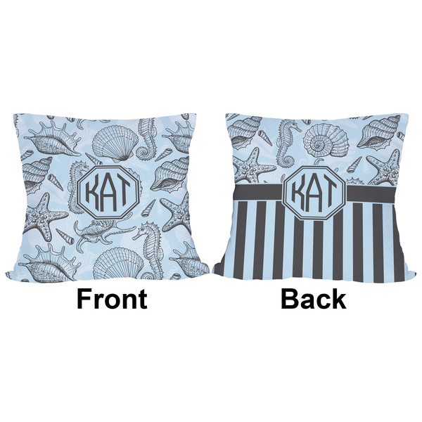 Sea-blue Seashells Outdoor Pillow - 16x16