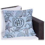 Sea-blue Seashells Outdoor Pillow (Personalized)