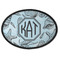 Sea-blue Seashells Iron On Oval Patch w/ Monogram