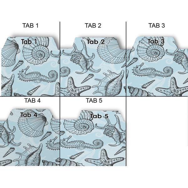 Sea-blue Seashells Page Dividers - Set of 5 - Approval