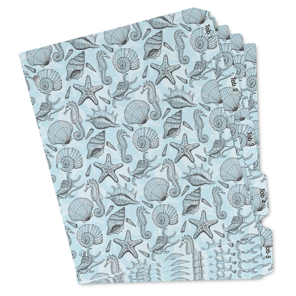 Custom Sea-blue Seashells Binder Tab Divider Set (Personalized)