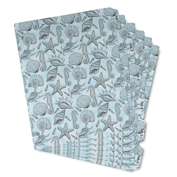 Custom Sea-blue Seashells Binder Tab Divider - Set of 6 (Personalized)