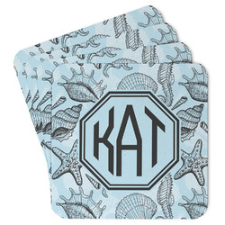Sea-blue Seashells Paper Coasters (Personalized)