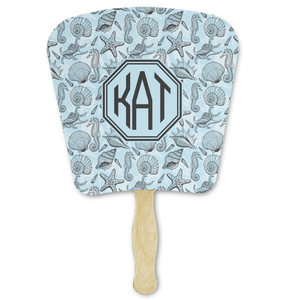 Custom Sea-blue Seashells Paper Fan (Personalized)