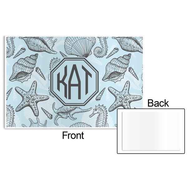 Sea-blue Seashells Disposable Paper Placemat - Front & Back