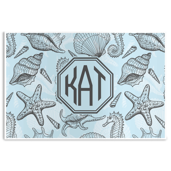 Custom Sea-blue Seashells Disposable Paper Placemats (Personalized)