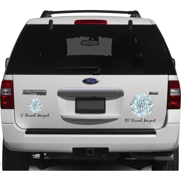 Sea-blue Seashells Personalized Car Magnets on Ford Explorer