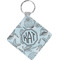 Sea-blue Seashells Diamond Plastic Keychain w/ Monogram