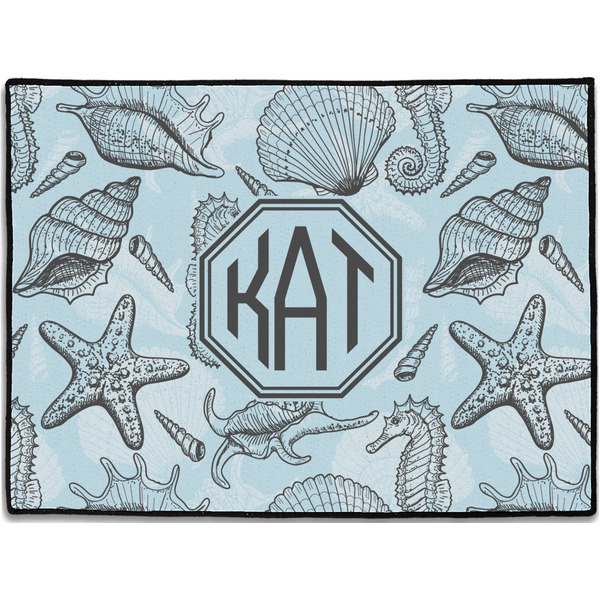 Custom Sea-blue Seashells Door Mat - 24"x18" (Personalized)
