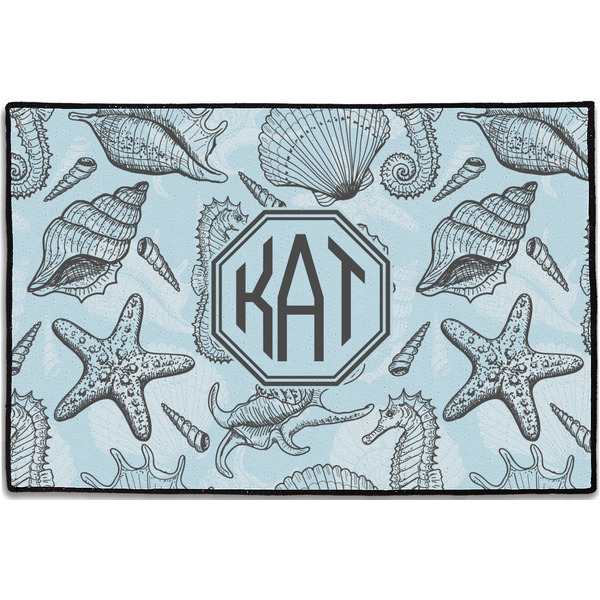 Sea-blue Seashells Personalized Door Mat - 36x24 (APPROVAL)