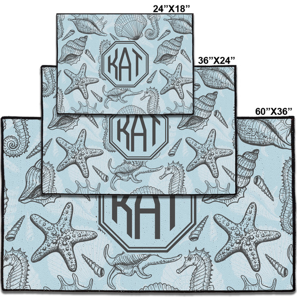 Sea-blue Seashells Personalized Door Mat - Group Parent IMF