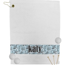 Sea-blue Seashells Golf Bag Towel (Personalized)