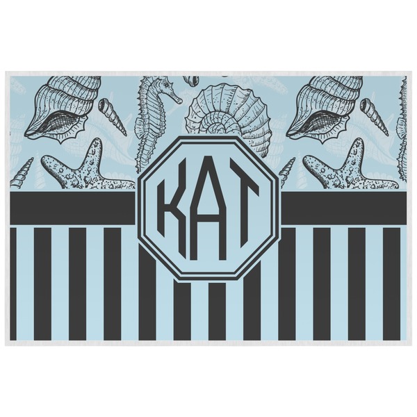 Sea-blue Seashells Personalized Placemat (Back)