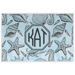 Sea-blue Seashells Laminated Placemat w/ Monogram