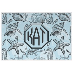 Sea-blue Seashells Laminated Placemat w/ Monogram