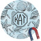 Sea-blue Seashells Round Fridge Magnet (Personalized)