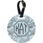 Sea-blue Seashells Plastic Luggage Tag - Round (Personalized)