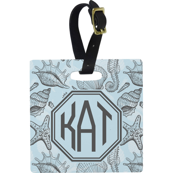 Sea-blue Seashells Personalized Square Luggage Tag