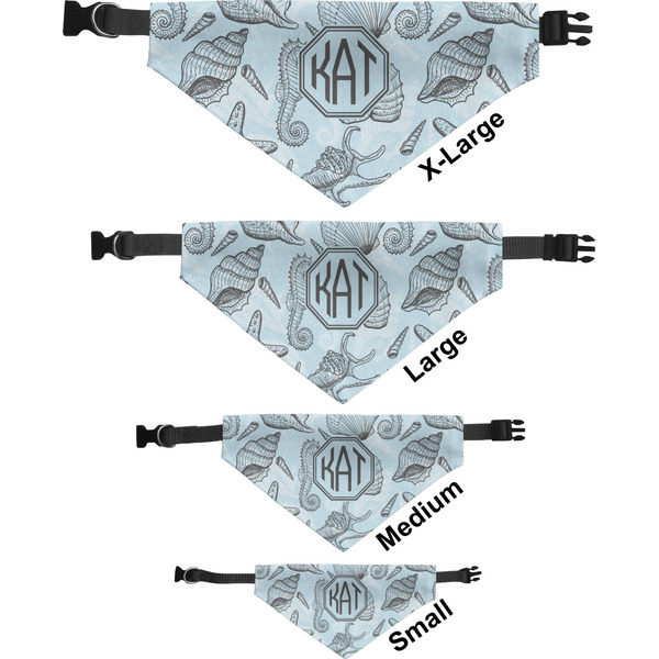 Sea-blue Seashells Pet Bandana Sizes