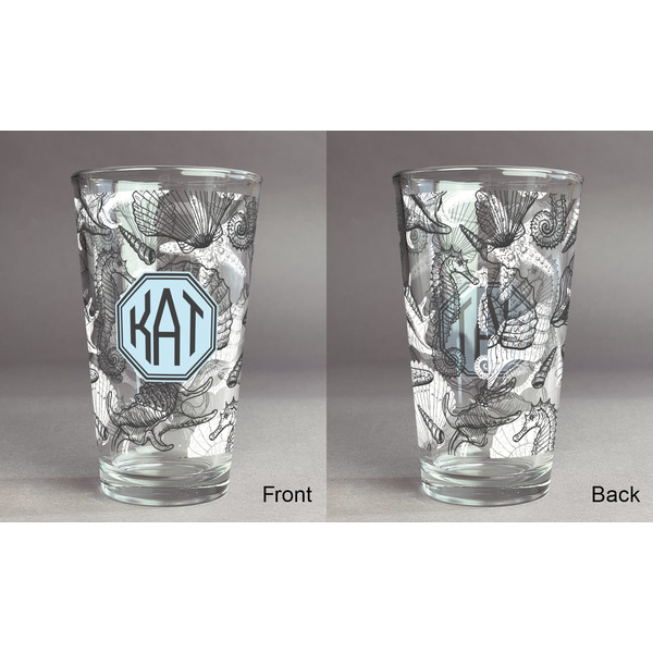 Sea-blue Seashells Pint Glass - Full Fill w Transparency - Approval