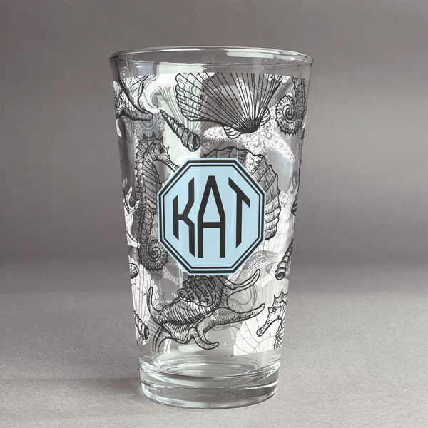 Custom Sea-blue Seashells Pint Glass - Full Print (Personalized)