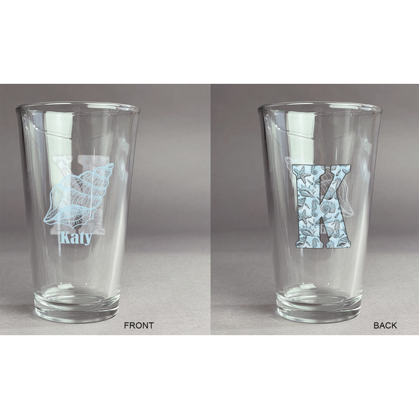 Sea-blue Seashells Pint Glass - Two Content - Approval