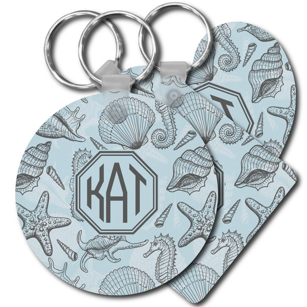 Custom Sea-blue Seashells Plastic Keychain (Personalized)