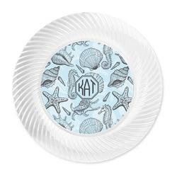 Sea-blue Seashells Plastic Party Dinner Plates - 10" (Personalized)