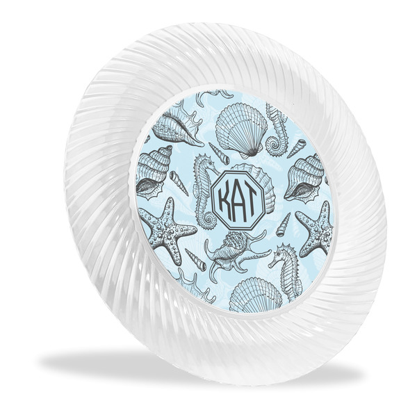 Custom Sea-blue Seashells Plastic Party Dinner Plates - 10" (Personalized)