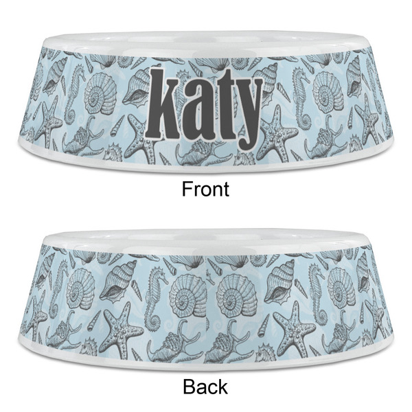 Sea-blue Seashells Plastic Pet Bowls - Large - APPROVAL