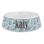 Sea-blue Seashells Plastic Dog Bowl - Large (Personalized)