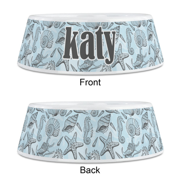 Sea-blue Seashells Plastic Pet Bowls - Medium - APPROVAL