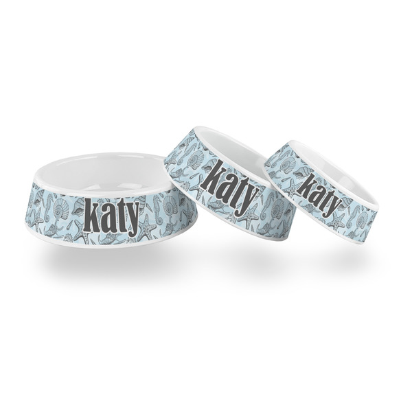 Sea-blue Seashells Plastic Pet Bowls - PARENT MAIN
