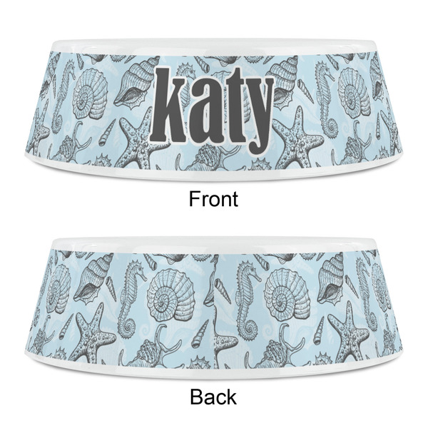 Sea-blue Seashells Plastic Pet Bowls - Small - APPROVAL