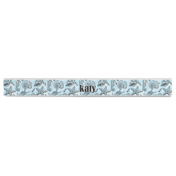 Sea-blue Seashells Plastic Ruler - 12" - FRONT