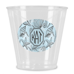 Sea-blue Seashells Plastic Shot Glass (Personalized)