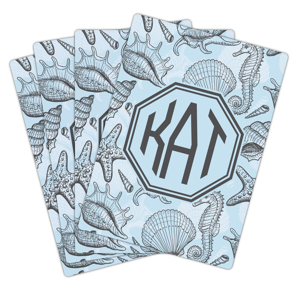Sea-blue Seashells Playing Cards - Hand Back View