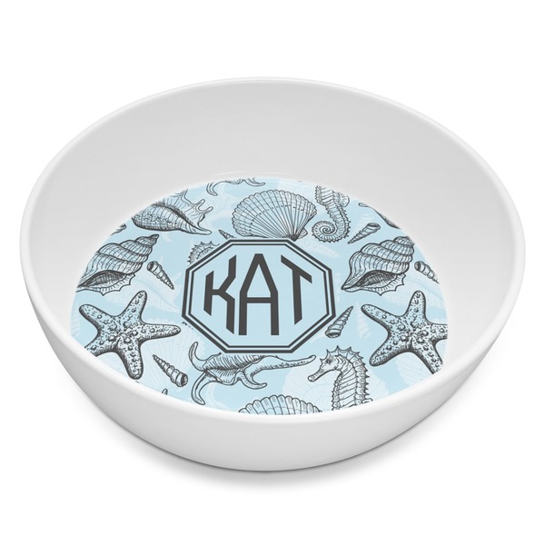 Custom Sea-blue Seashells Melamine Bowl - 8 oz (Personalized)