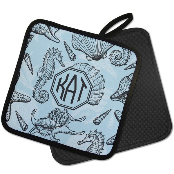 Sea-blue Seashells Pot Holders - PARENT MAIN